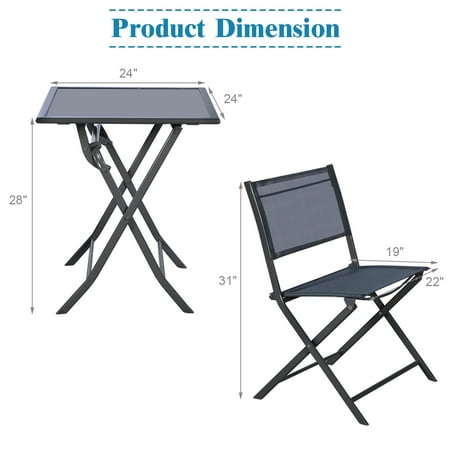 3 Piece Bistro Set Table Folding Chairs Garden Backyard Patio Outdoor Furniture 3 Piece Bistro Set Table Folding Chairs Garden Backyard Patio Outdoor Furniture